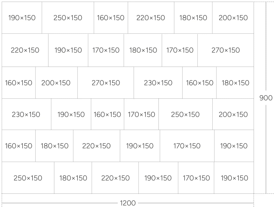 멀티콤비 150 시리즈 레이아웃 — 보도용 1,200×900×T60 / 차도용 1,200×900×T80