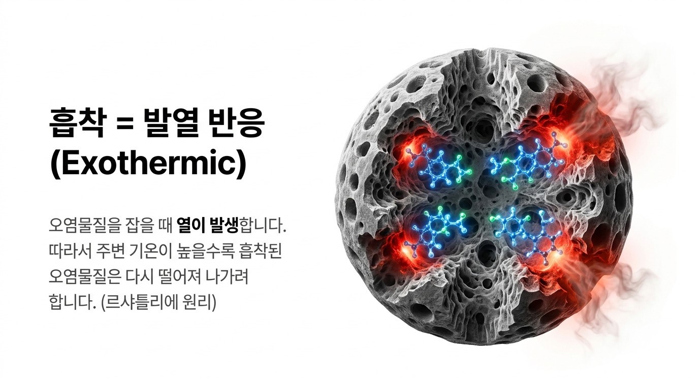 활성탄 흡착 발열반응 이미지