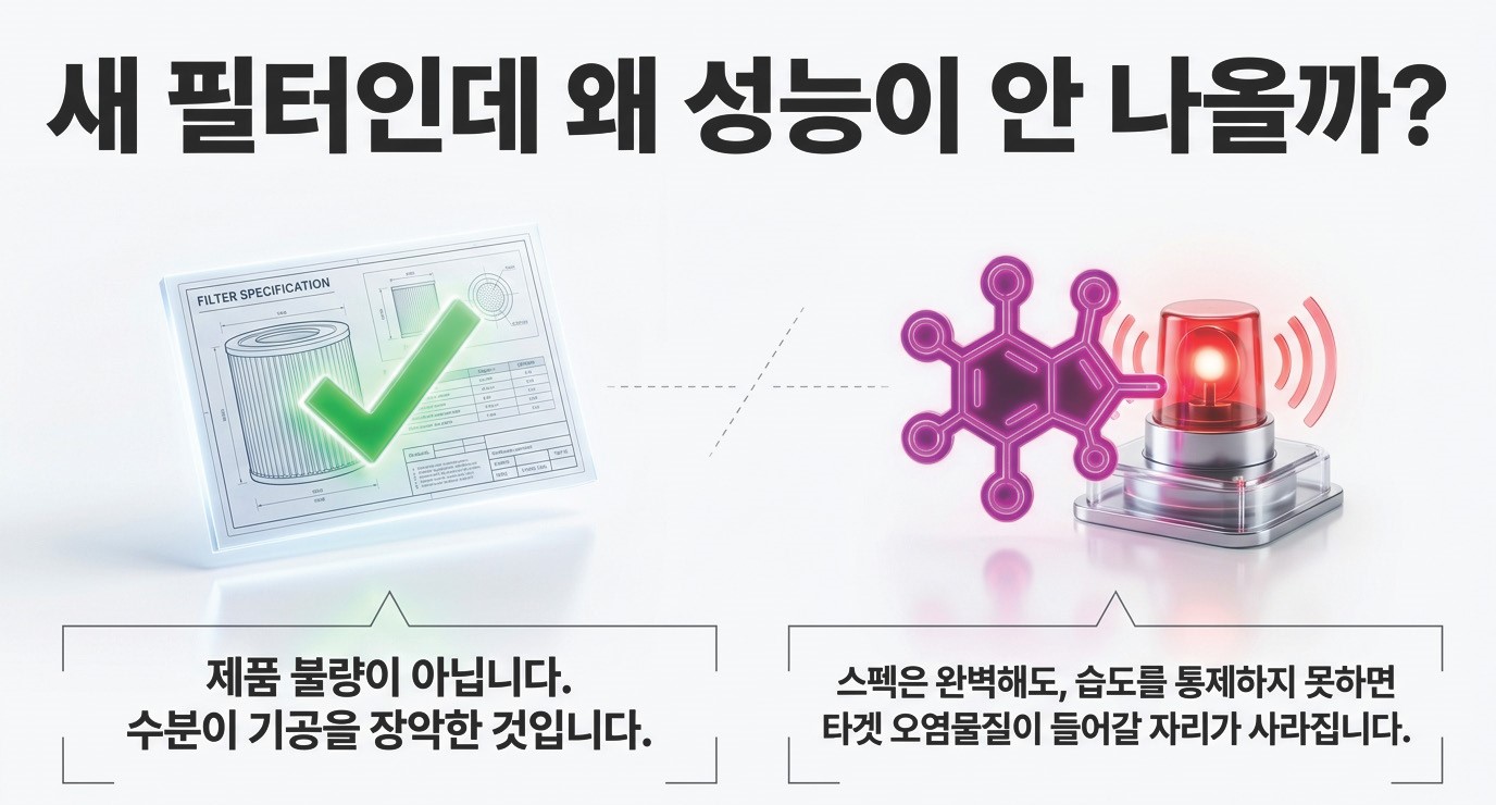 활성탄을 새로 교체했는데 성능이 안나오는 이유