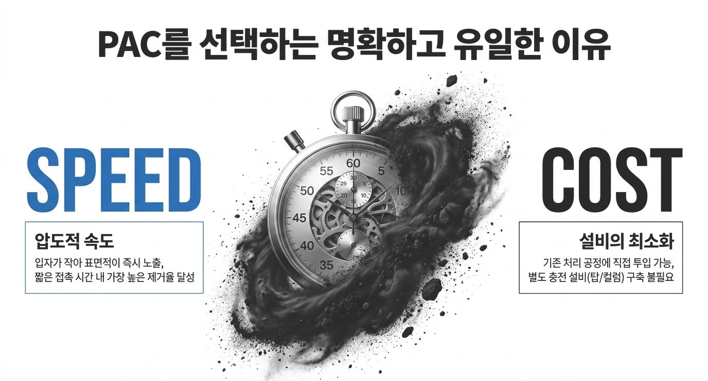 분말활성탄의 장점, 속도와 비용 최소화