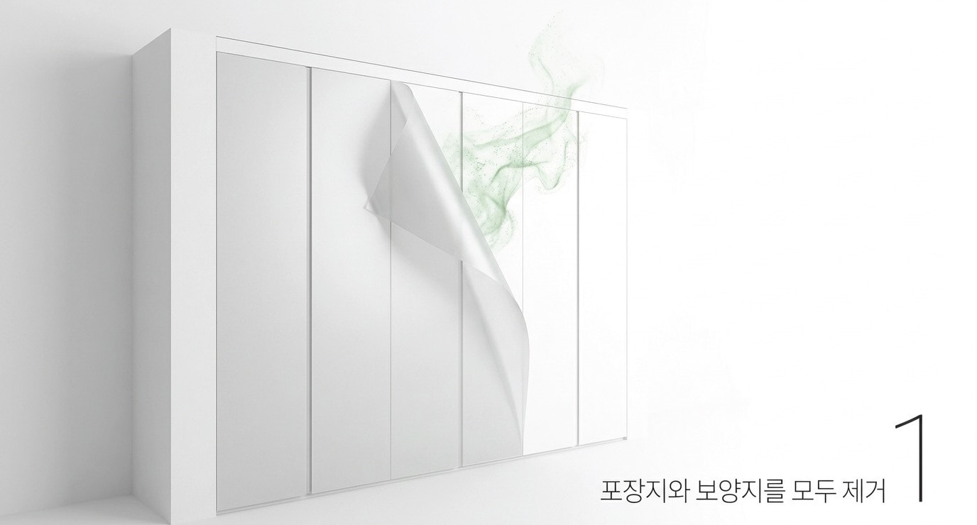 입주전 포장지와 보양지를 제거