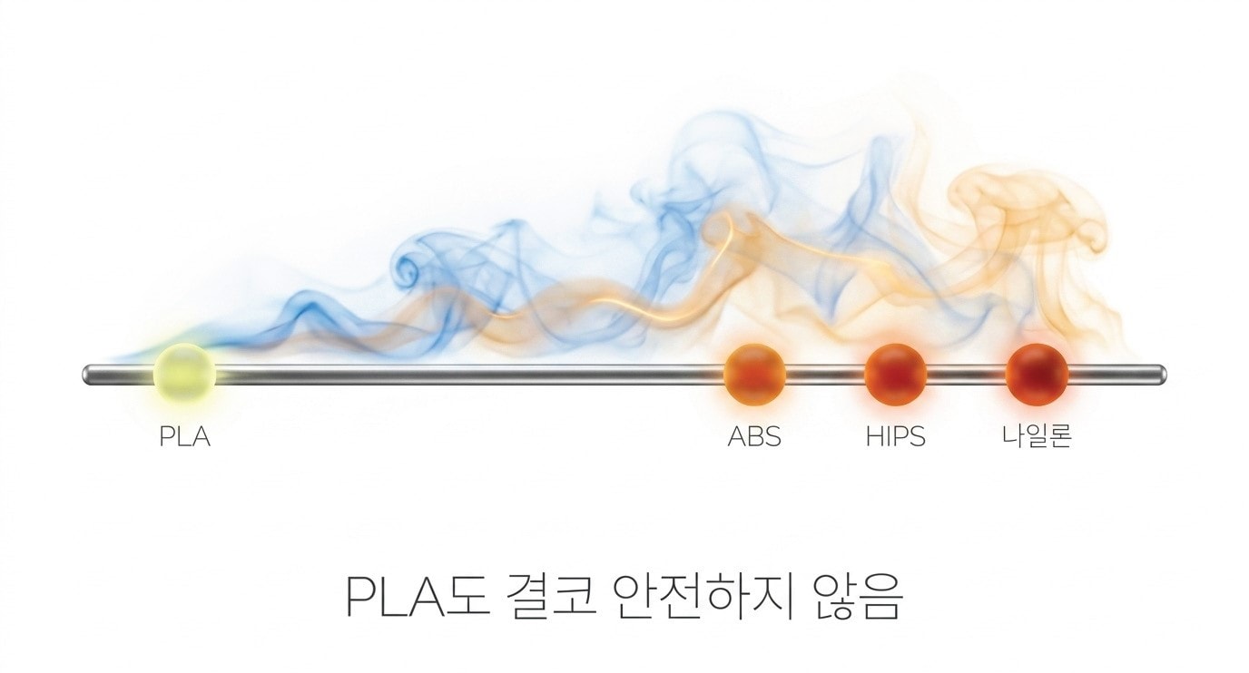 다양한 필라멘트 종류별 유해가스 물질 위험도