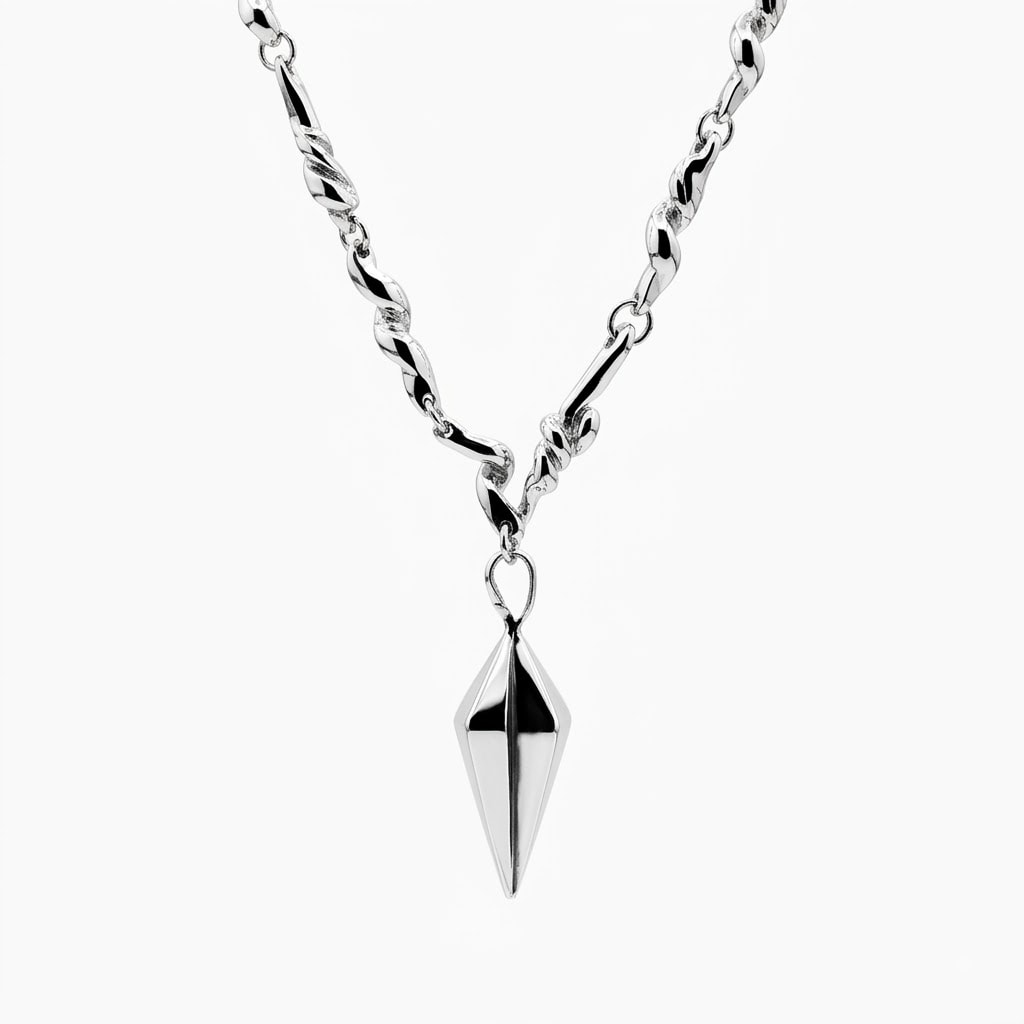 AmberMarine EDGE DROP Silver 925 기하학적 드롭 펜던트 실버 목걸이 전체 모습