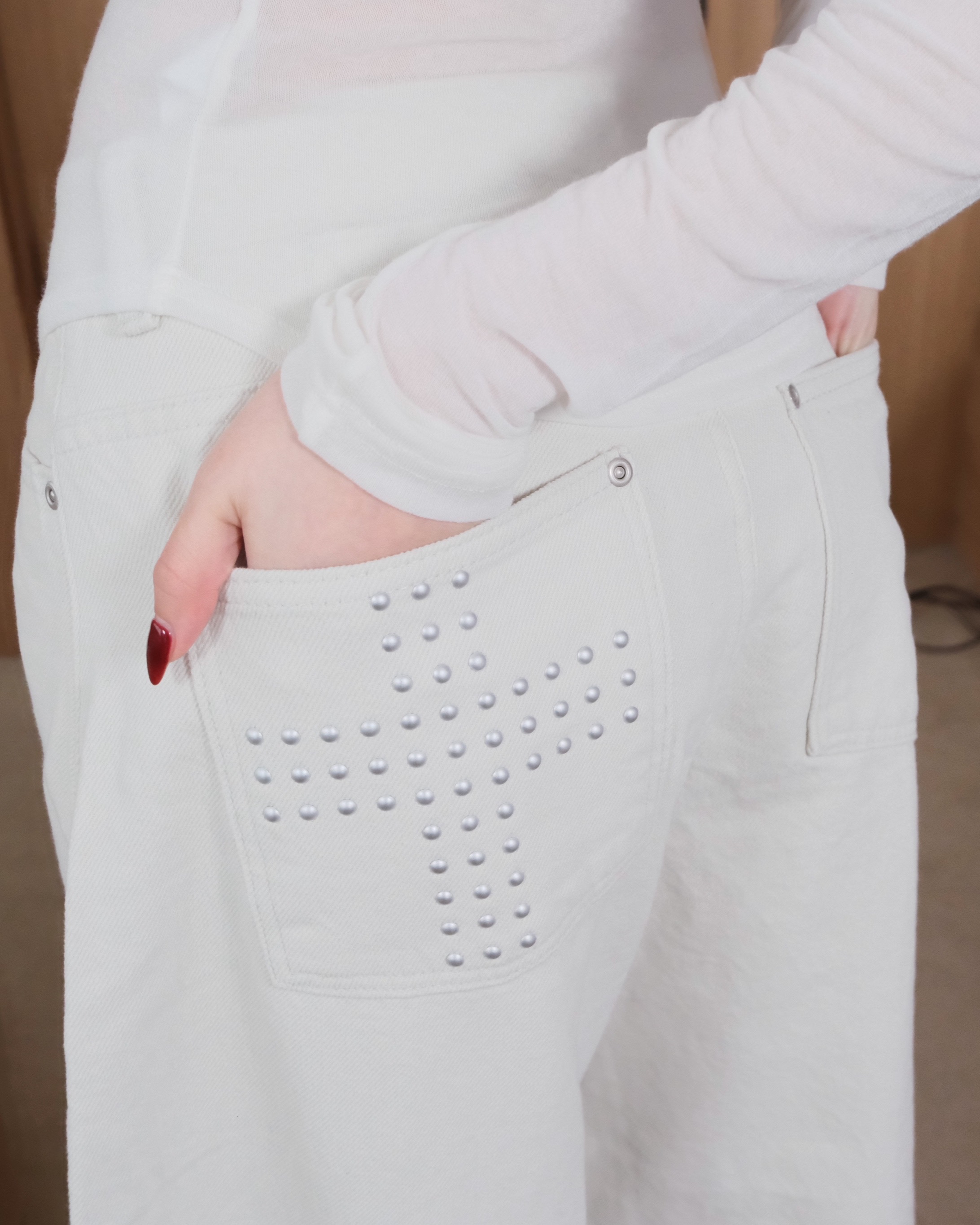 Fleece-back stud pants