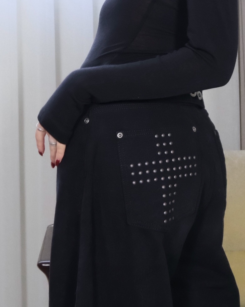 Fleece-back stud pants