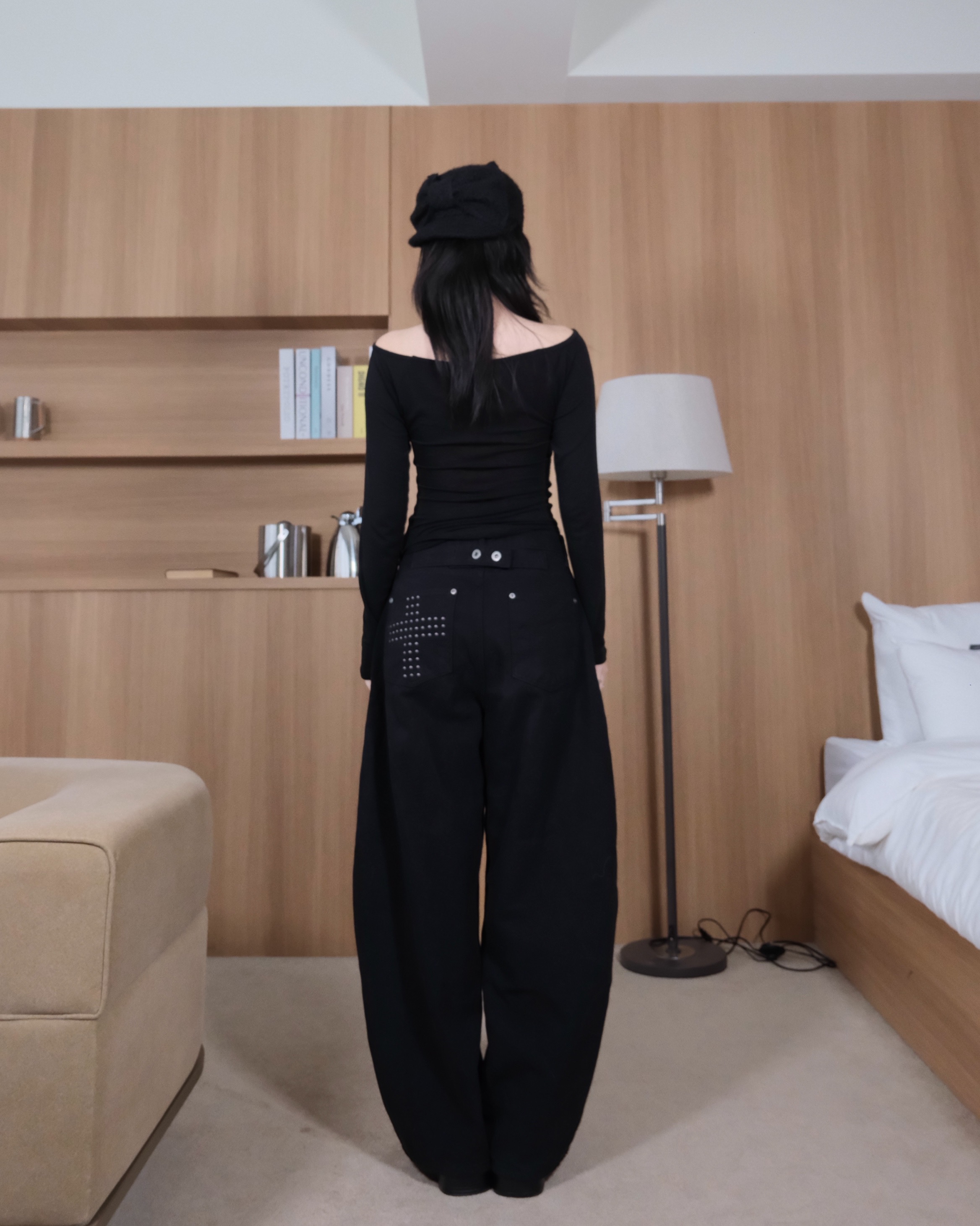 Fleece-back stud pants