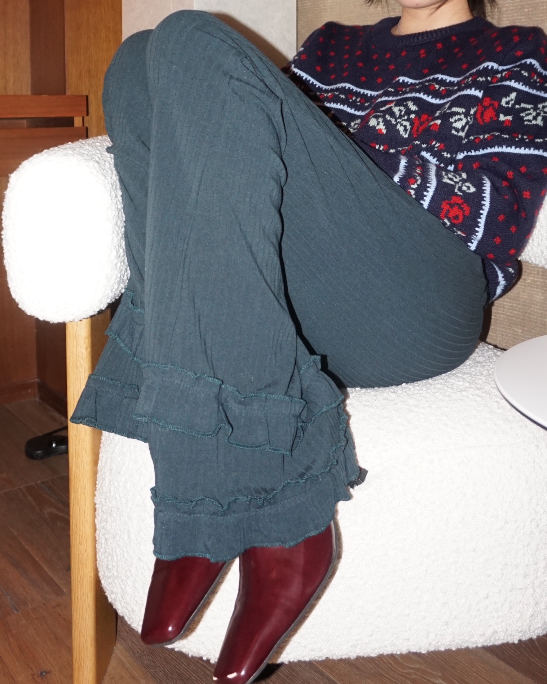 Ribbed Frill pants