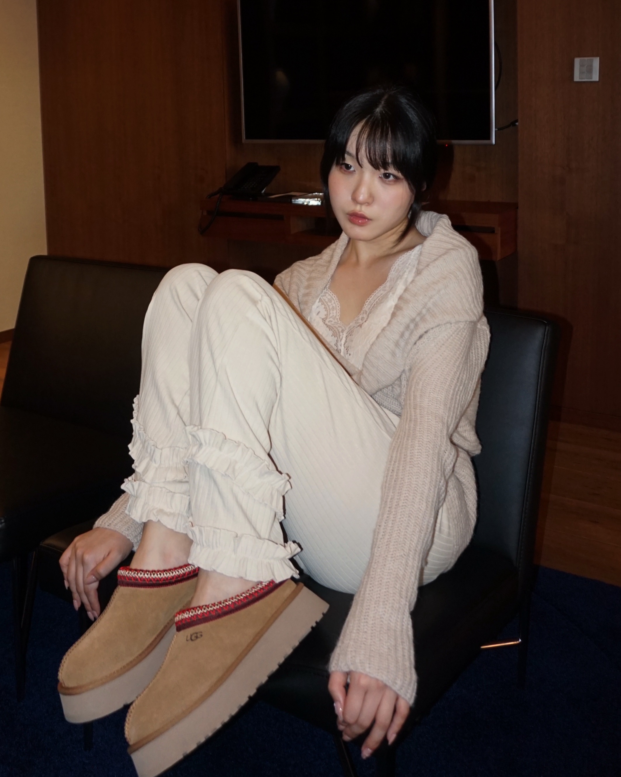 Ribbed Frill pants