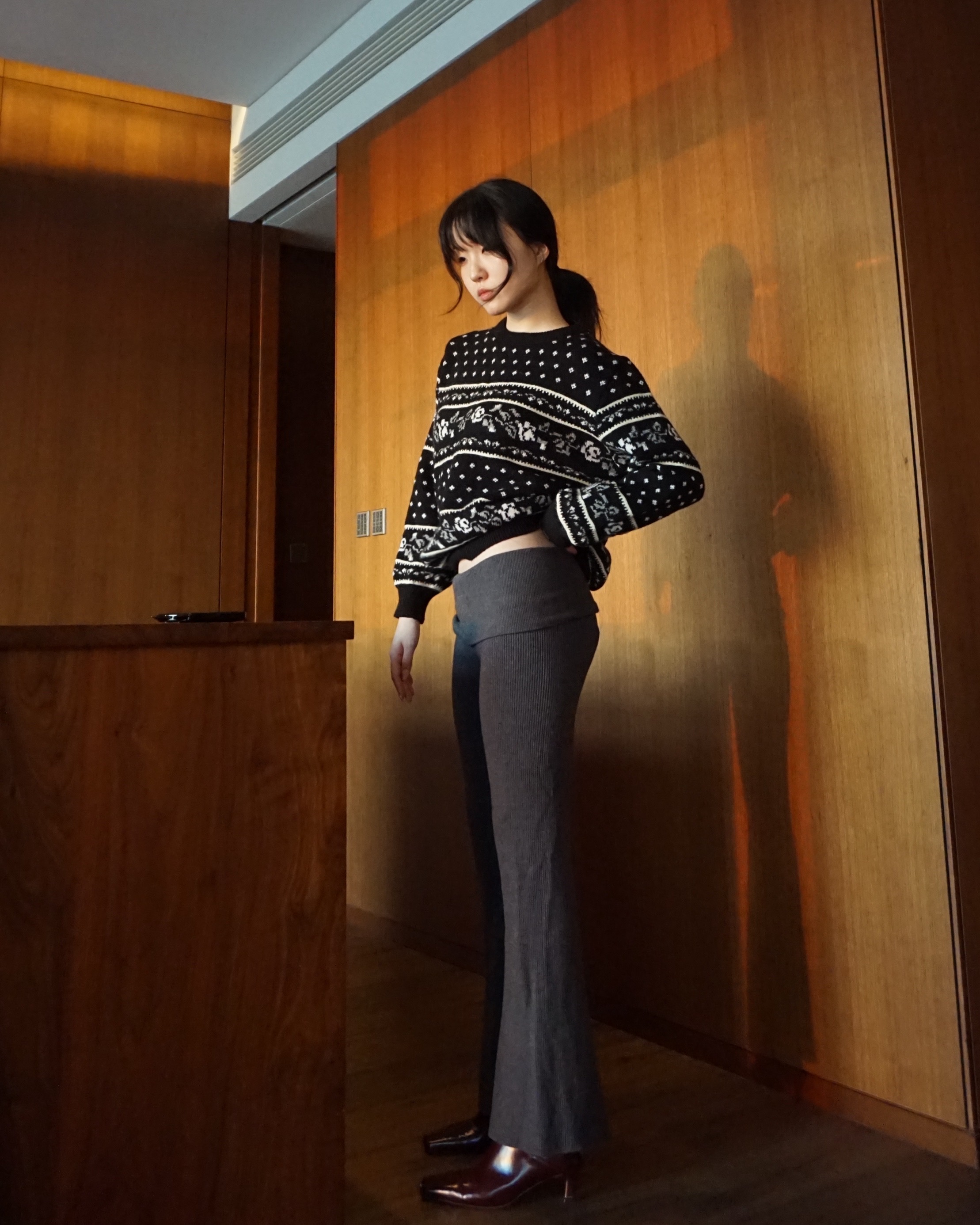 Brushed knit pants