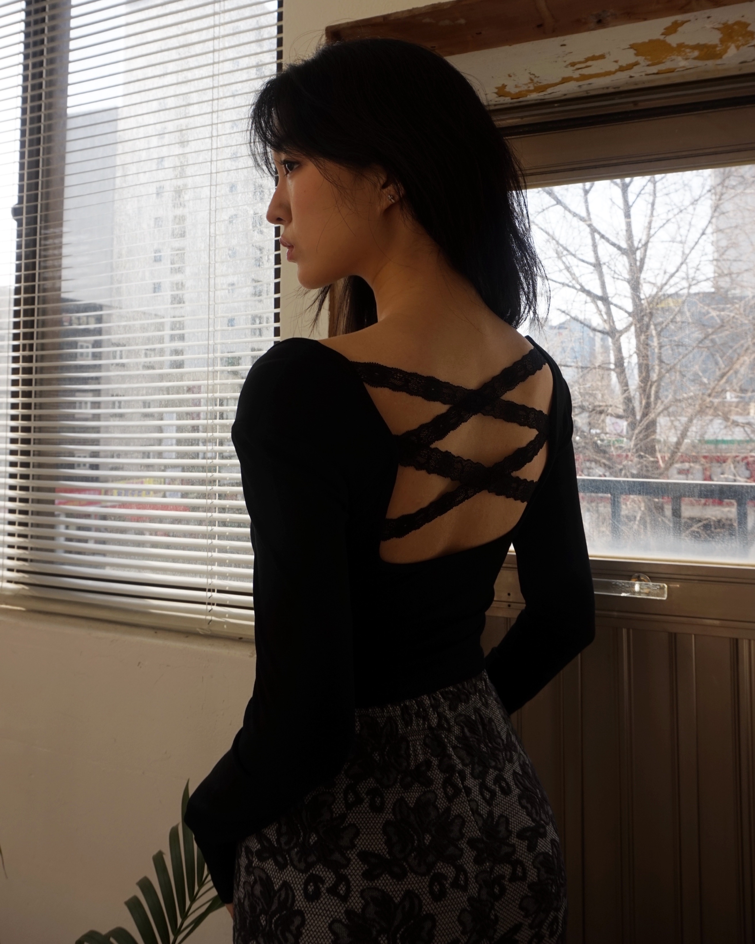 Back lace top
