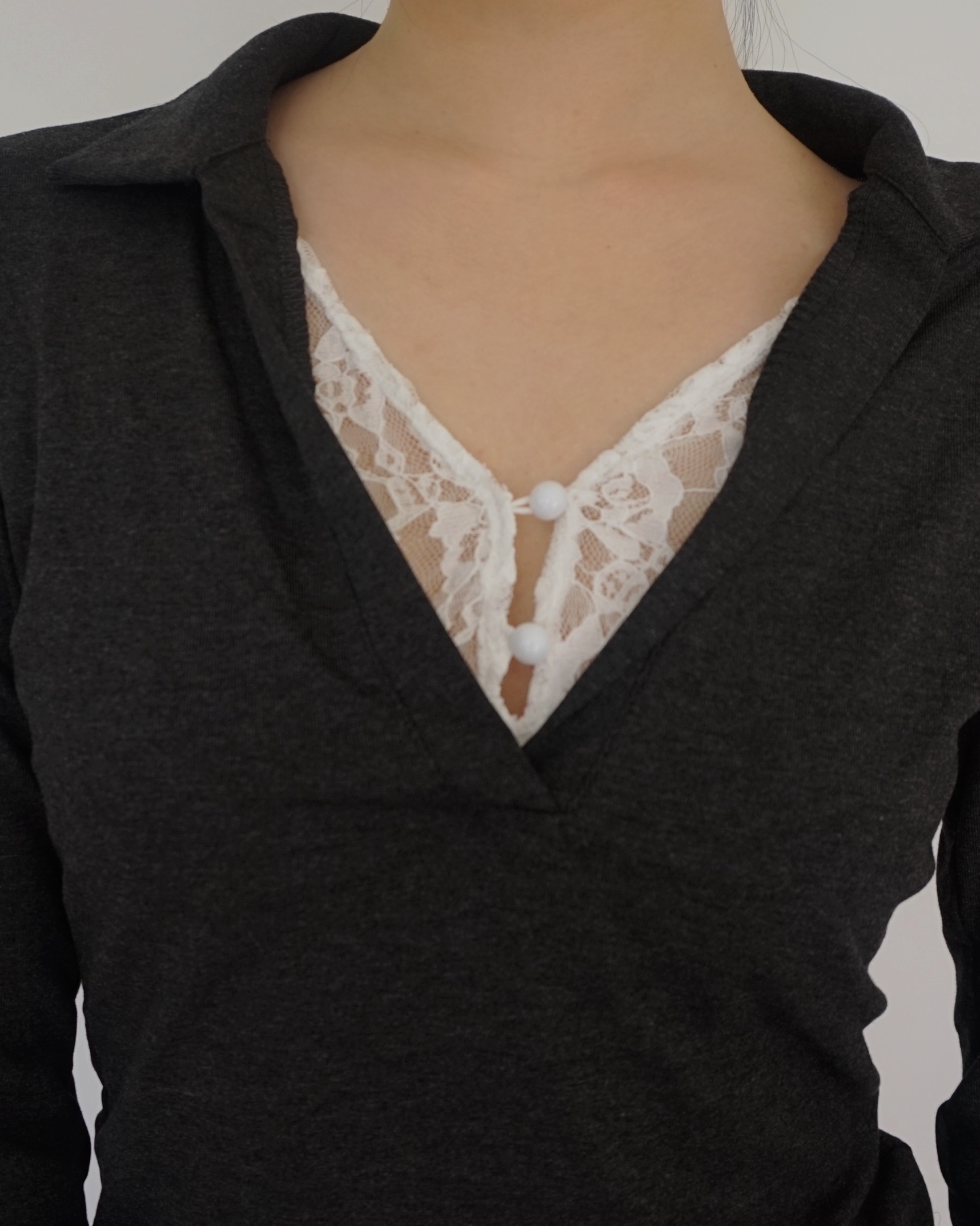 Button lace layered T