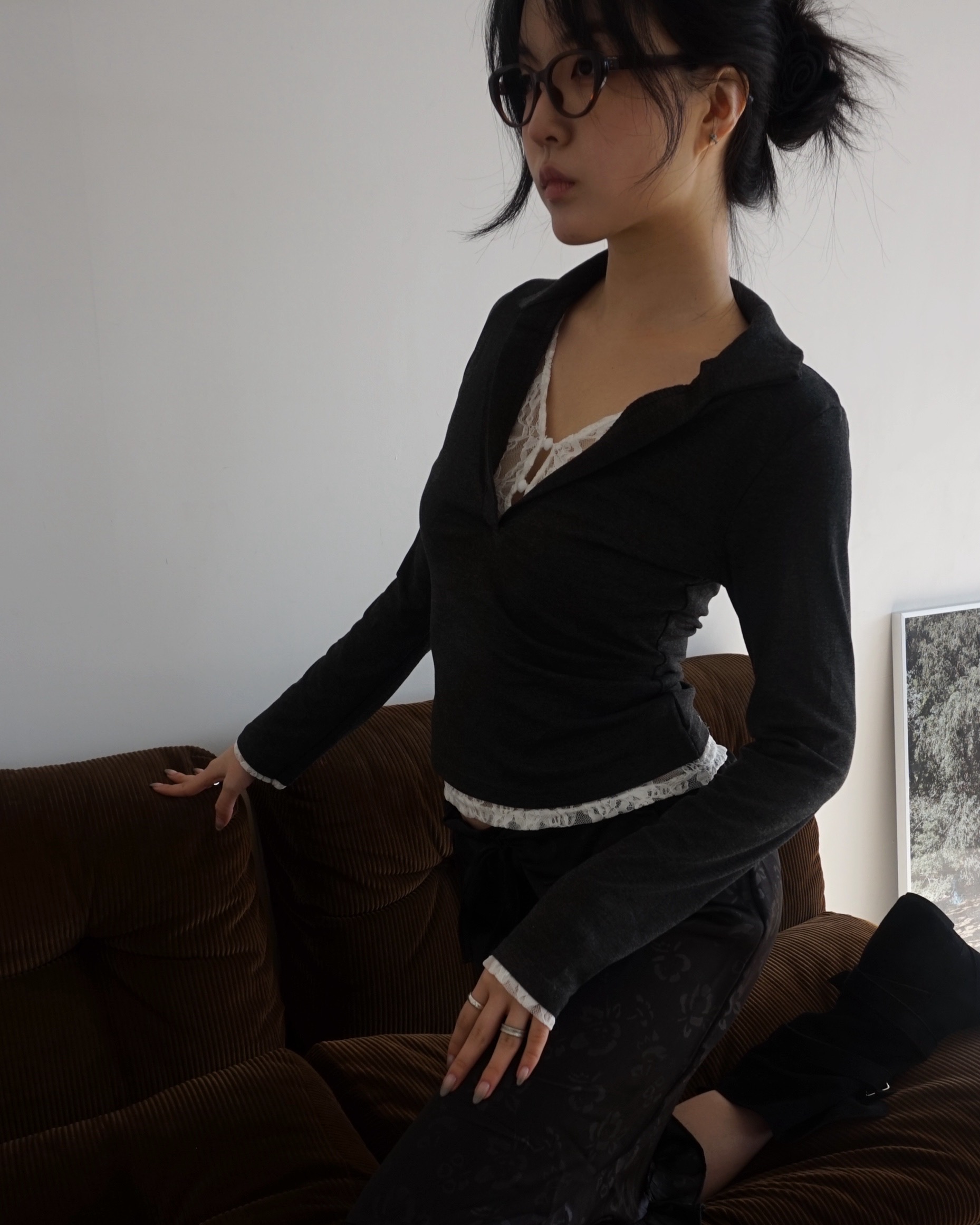 Button lace layered T