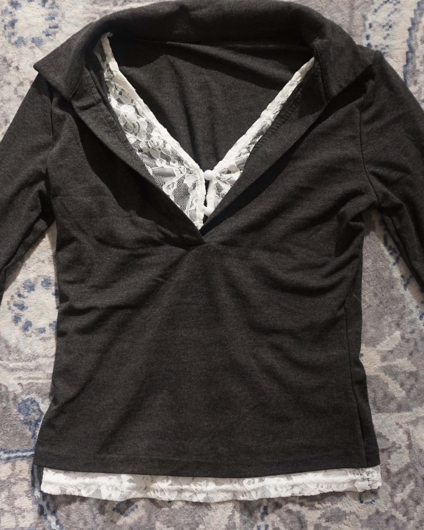 Button lace layered T