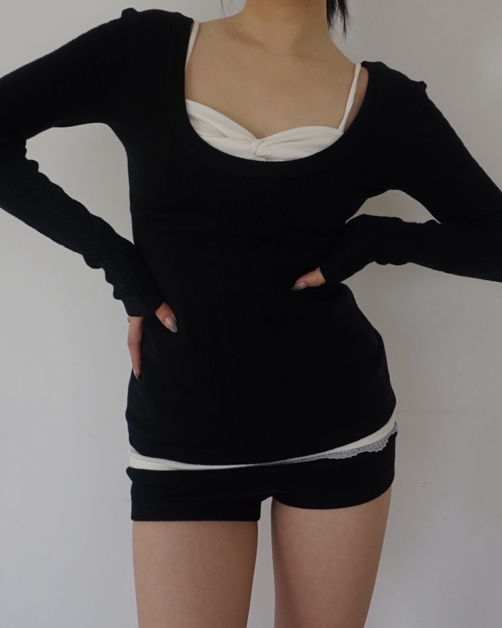 Cable knit layeerd set (3pcs)