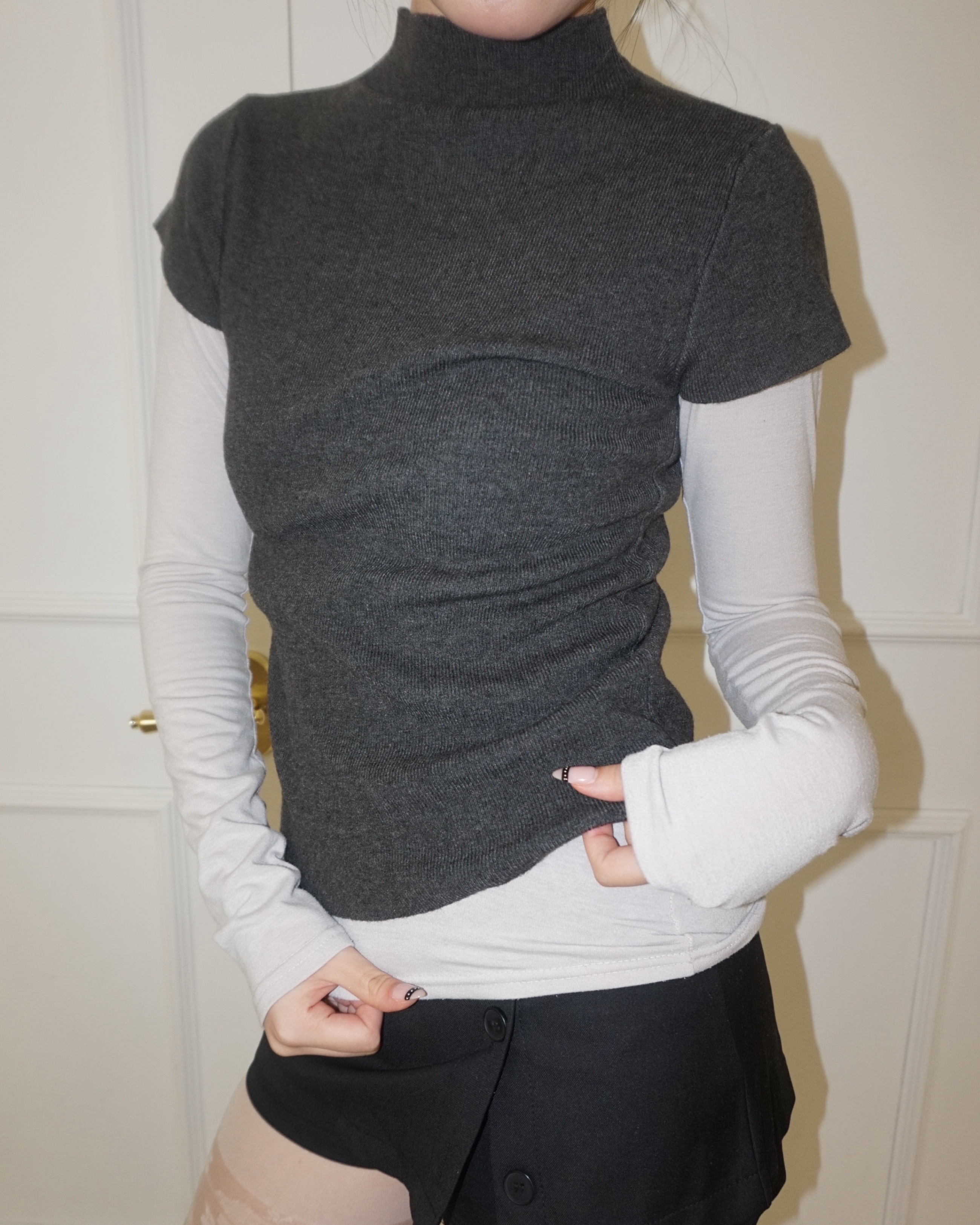 Soft cap-sleeve knit