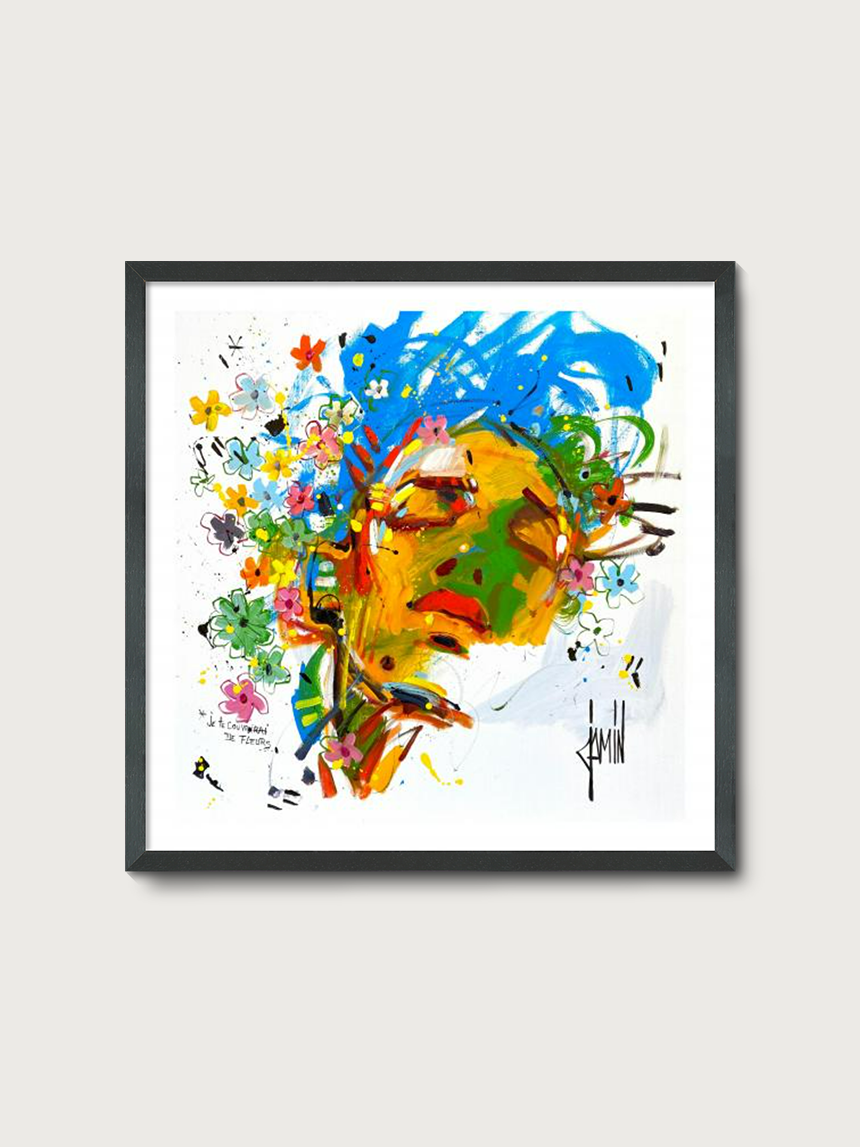 [앵두 Vol.2] 다비드 자맹 한정판 아트 포스터 - 꽃과 내면 자화상 / 40x40 / 베이직 MDF 액자