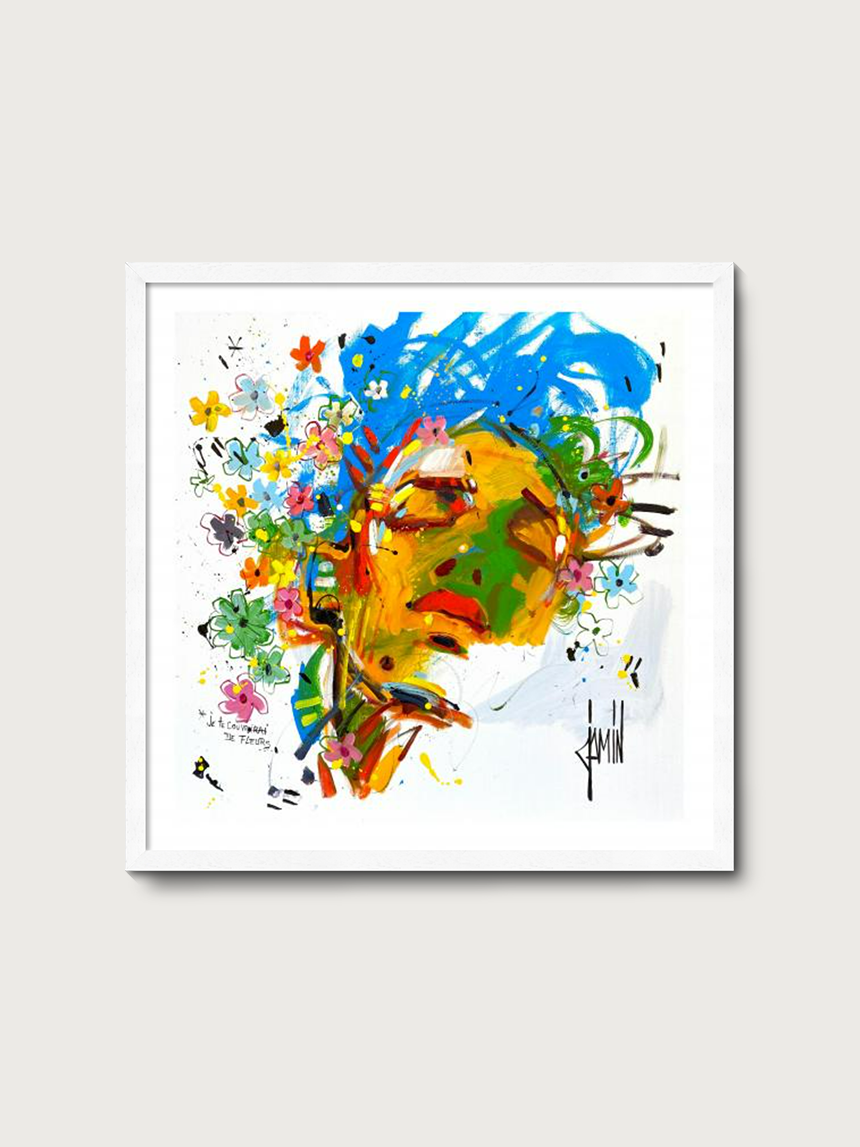 [앵두 Vol.2] 다비드 자맹 한정판 아트 포스터 - 꽃과 내면 자화상 / 40x40 / 베이직 MDF 액자