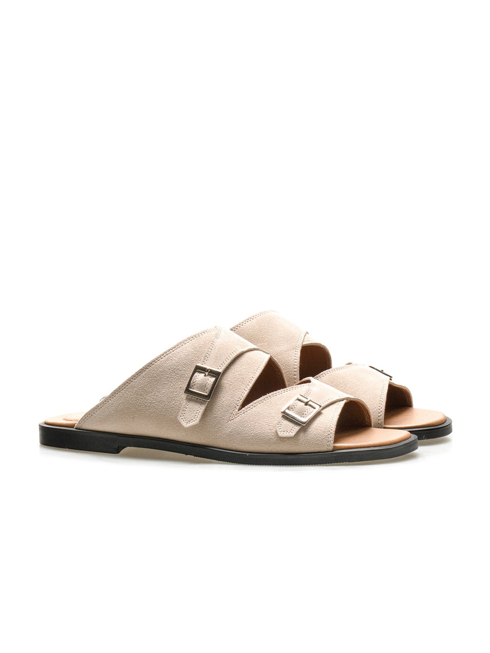 Buckle Slippers #7004  [Ivory suede]