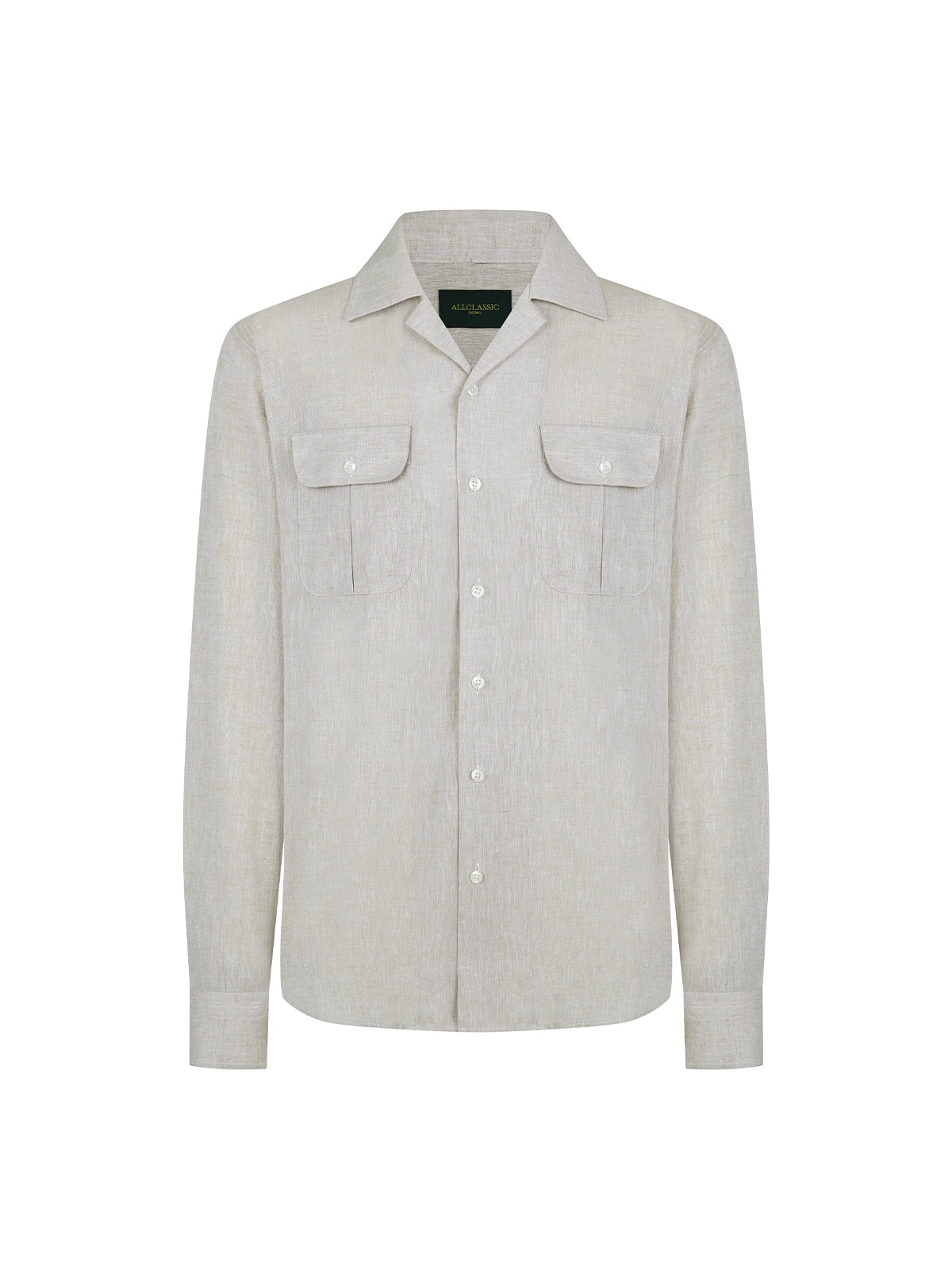 Open-Collar Shirts #006 [Beige linen]