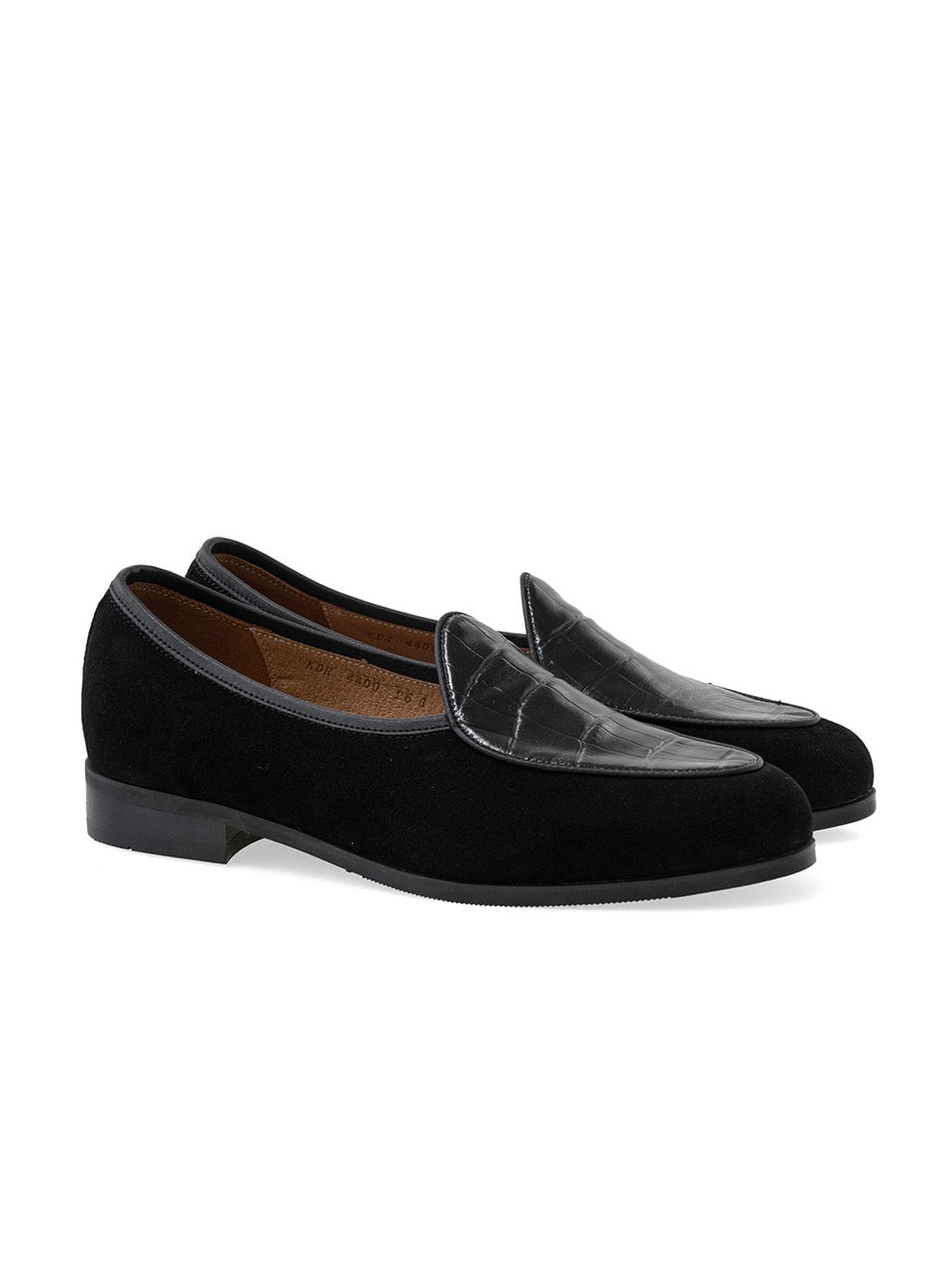 Cimer Belgian Loafers #4400 [Black suede & Crocodile]