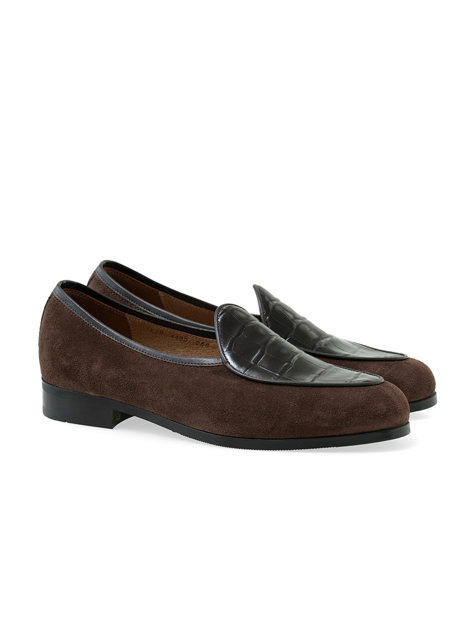 Cimer Belgian Loafers #4400 [D.brown suede & Crocodile]