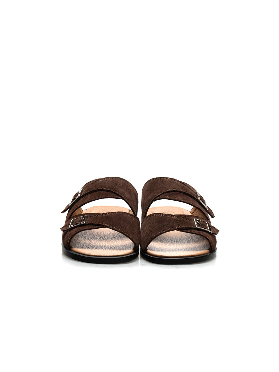 Buckle Slippers #7004  [Dark brown suede]