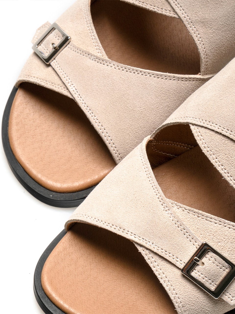 Buckle Slippers #7004  [Ivory suede]
