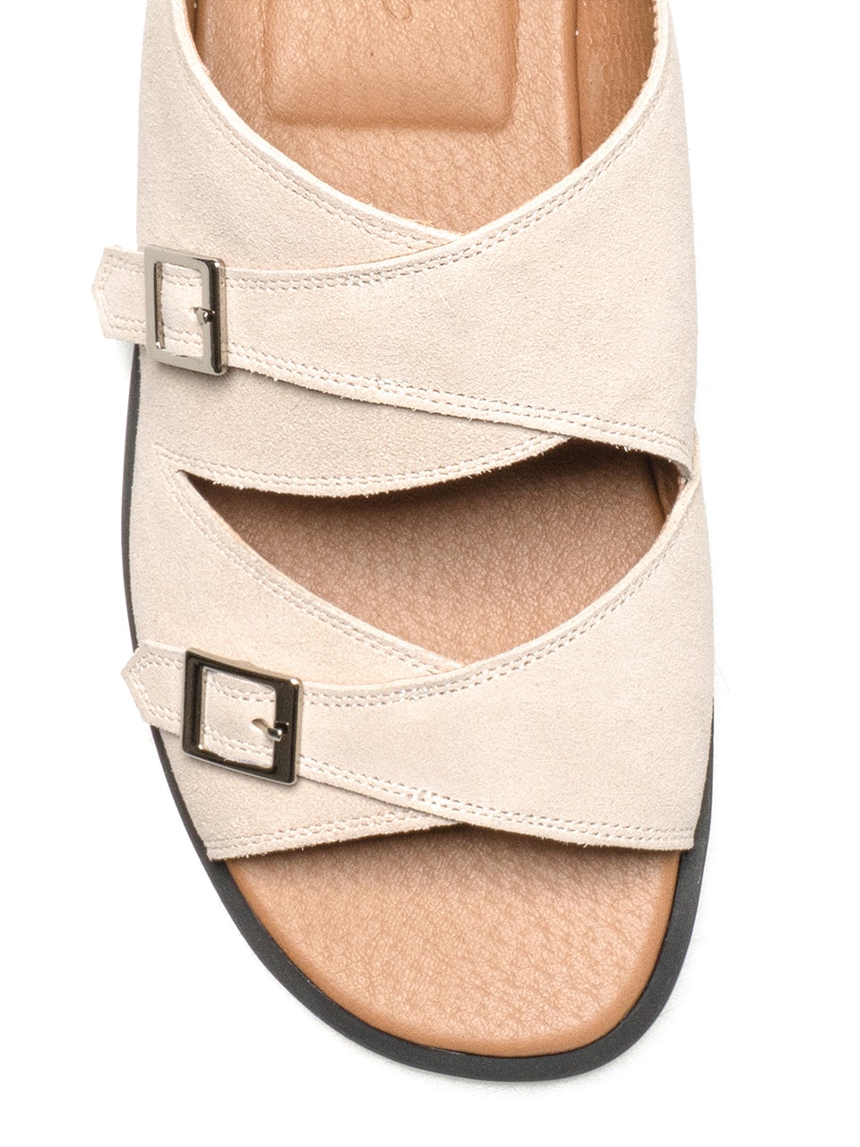 Buckle Slippers #7004  [Ivory suede]