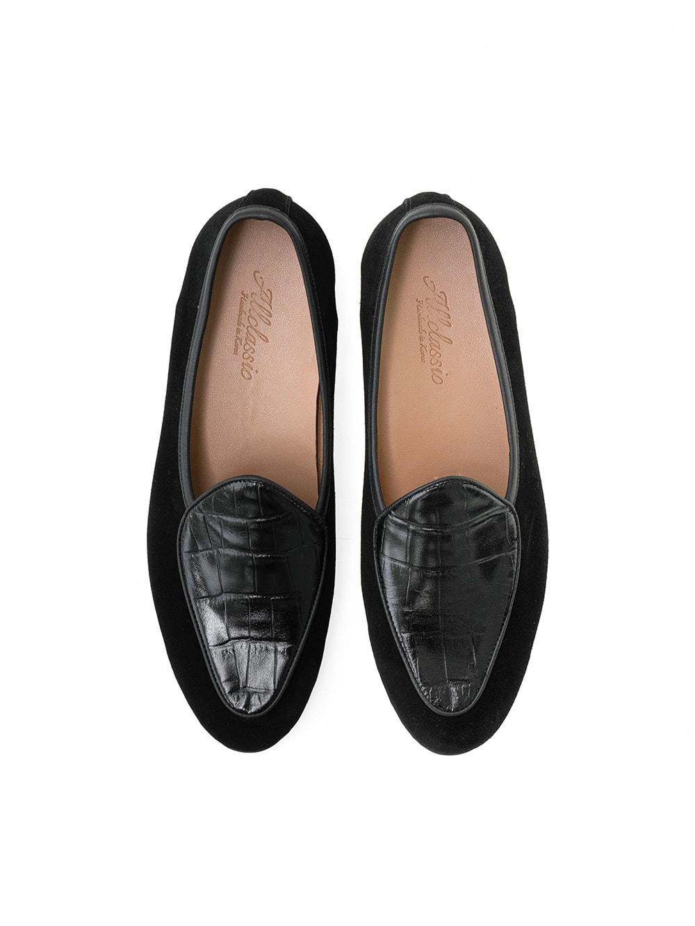 Cimer Belgian Loafers #4400 [Black suede & Crocodile]
