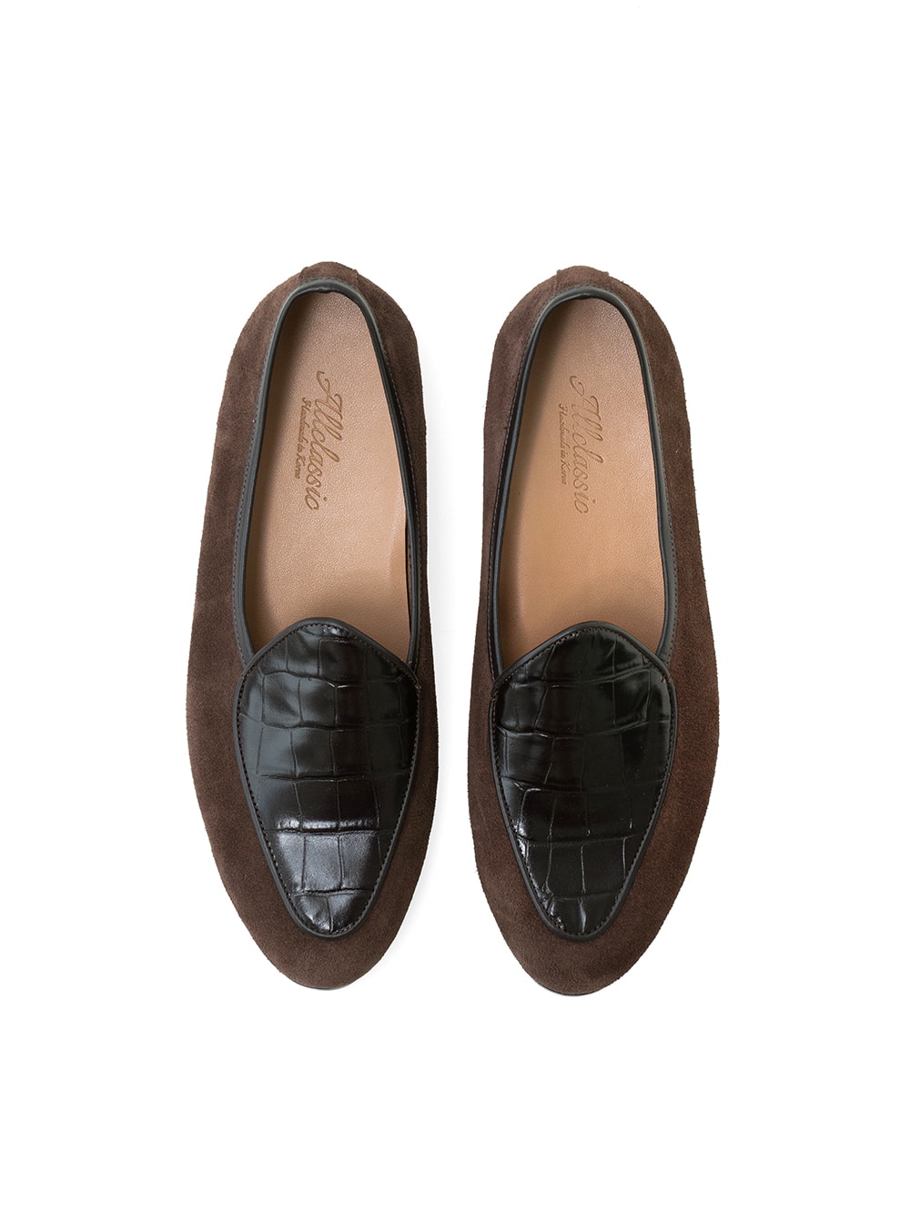 Cimer Belgian Loafers #4400 [D.brown suede & Crocodile]