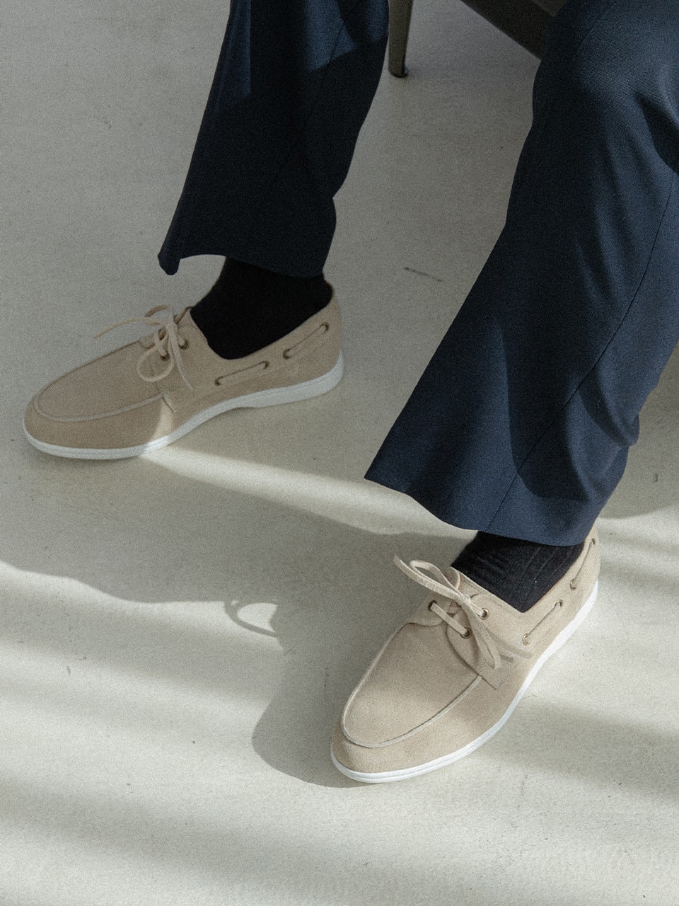Resort Boat Shoes #4407W [Ivory suede]