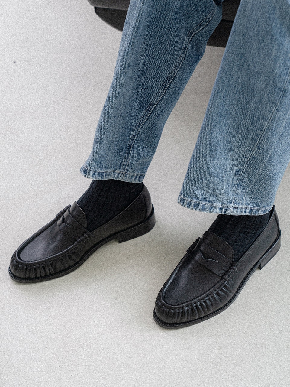 Cimer Shirring Loafers #4411 [Black]