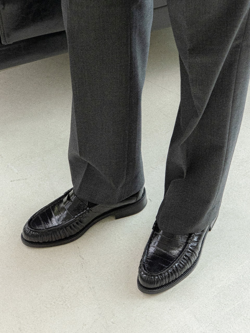 Cimer Shirring Loafers #4411 [Black eel]