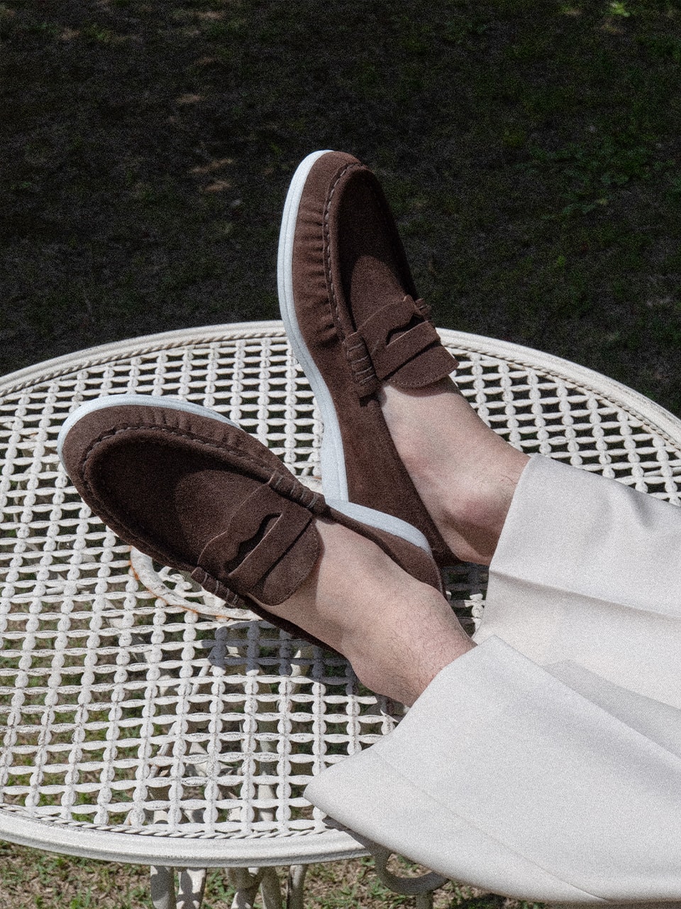 Resort Shirring Loafers #4411W [Dark brown suede]