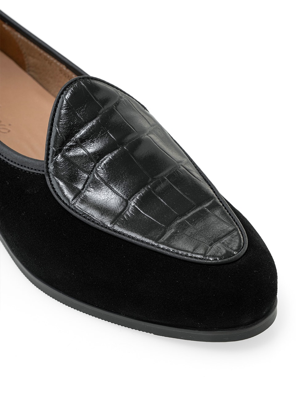 Cimer Belgian Loafers #4400 [Black suede & Crocodile]