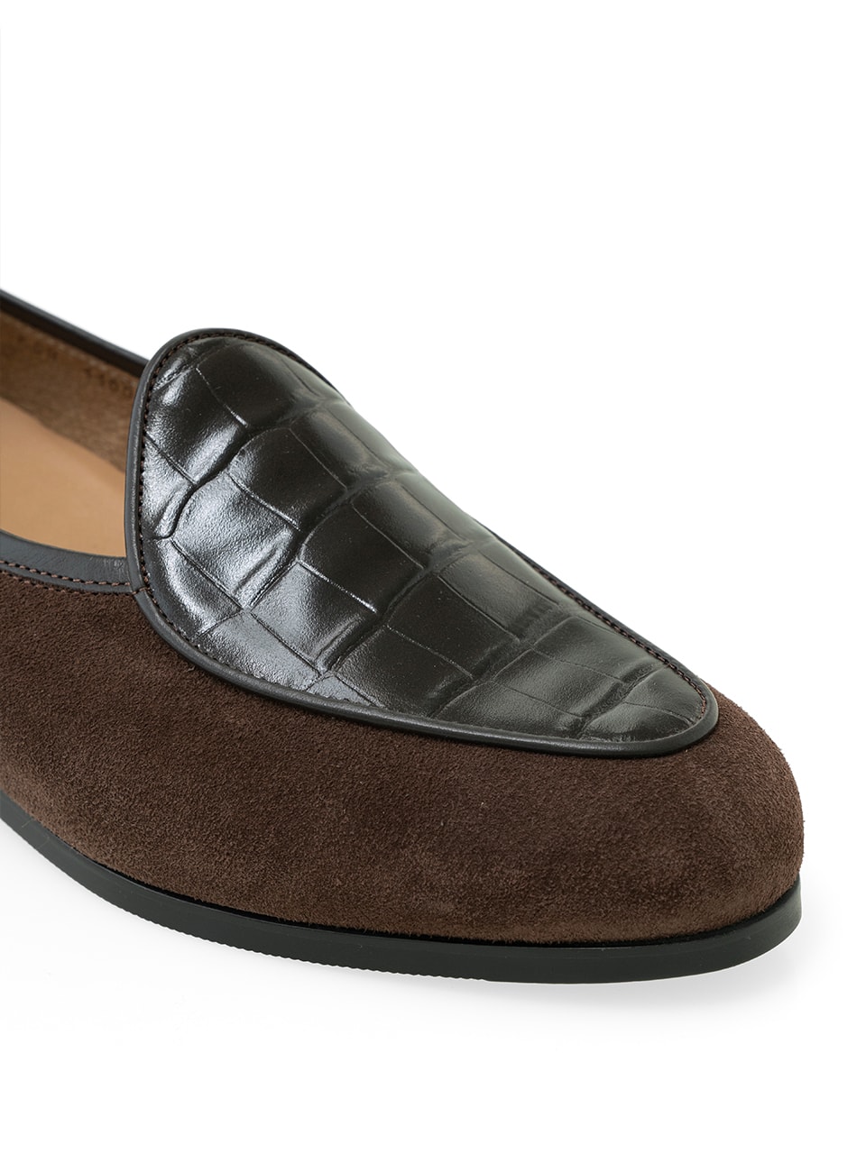 Cimer Belgian Loafers #4400 [D.brown suede & Crocodile]