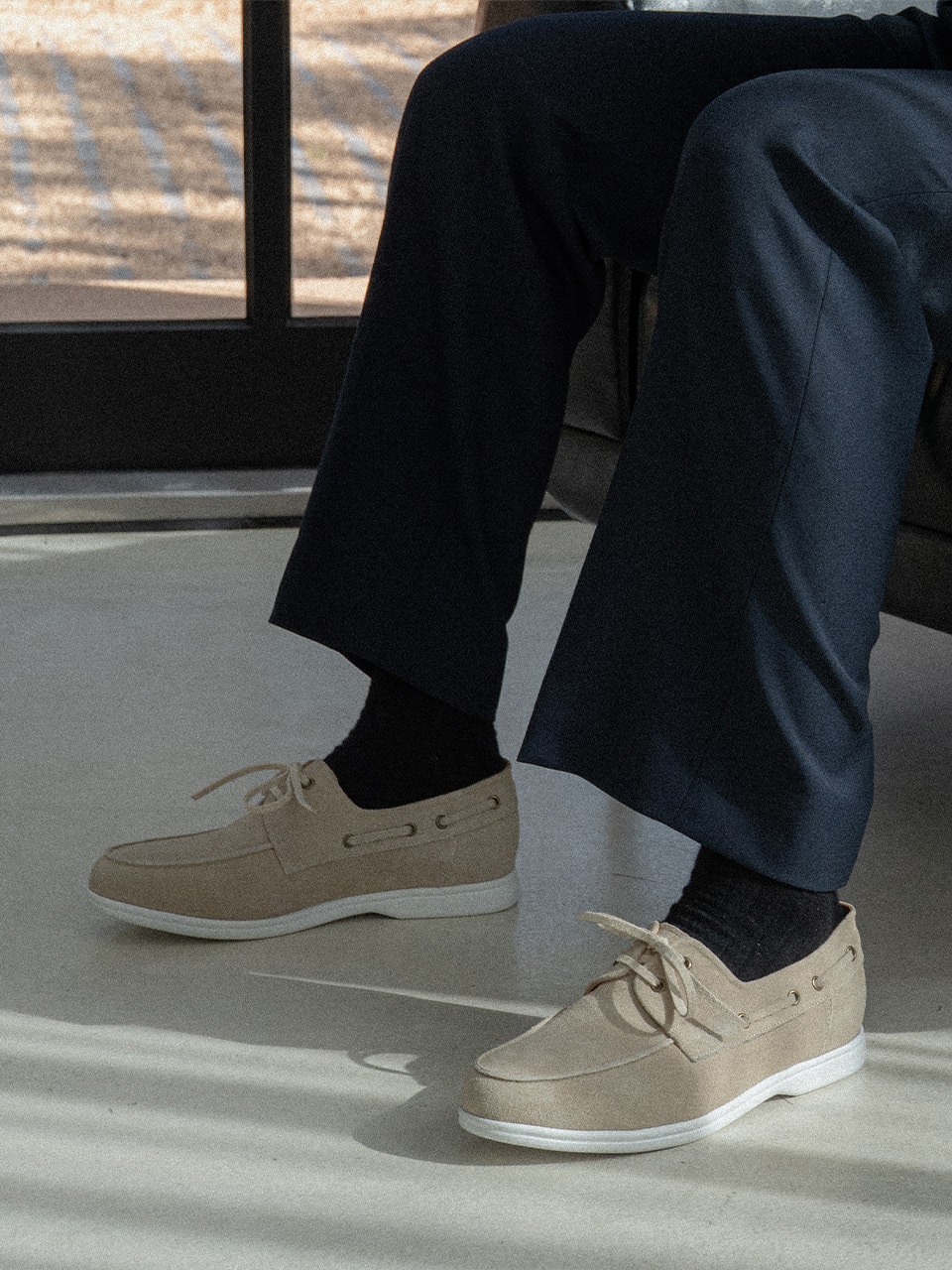 Resort Boat Shoes #4407W [Ivory suede]