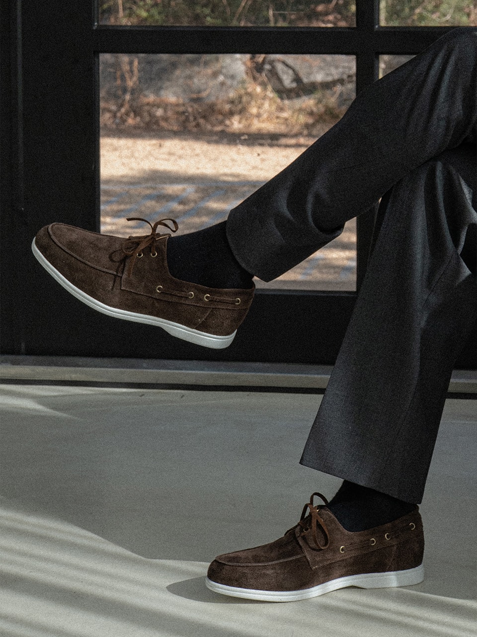 Resort Boat Shoes #4407W [Dark brown suede]