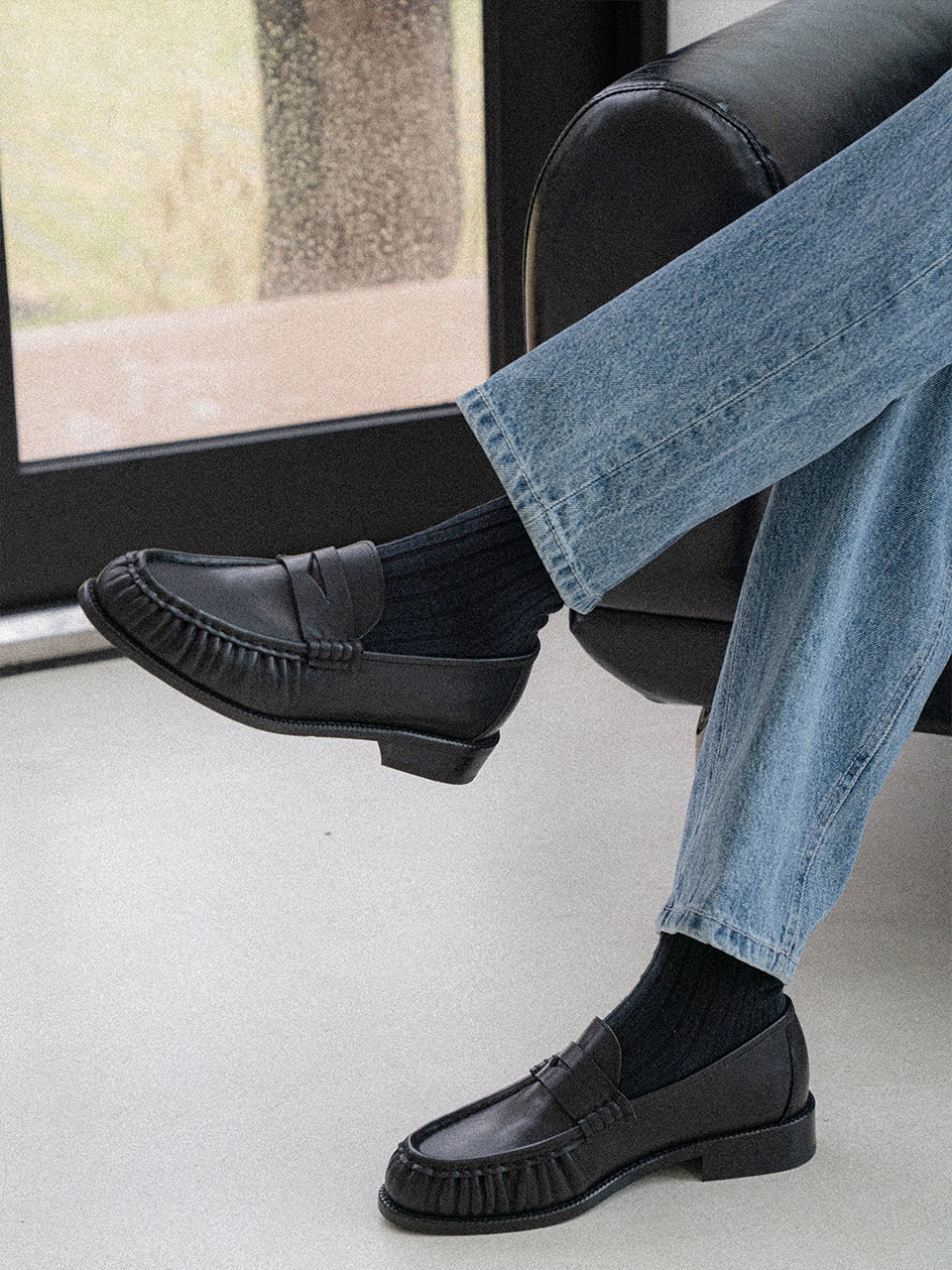 Cimer Shirring Loafers #4411 [Black]