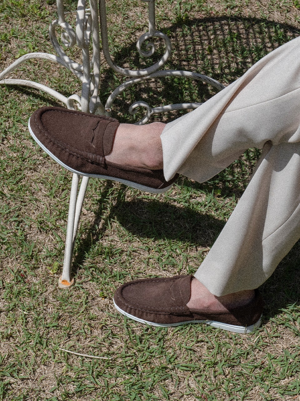 Resort Shirring Loafers #4411W [Dark brown suede]
