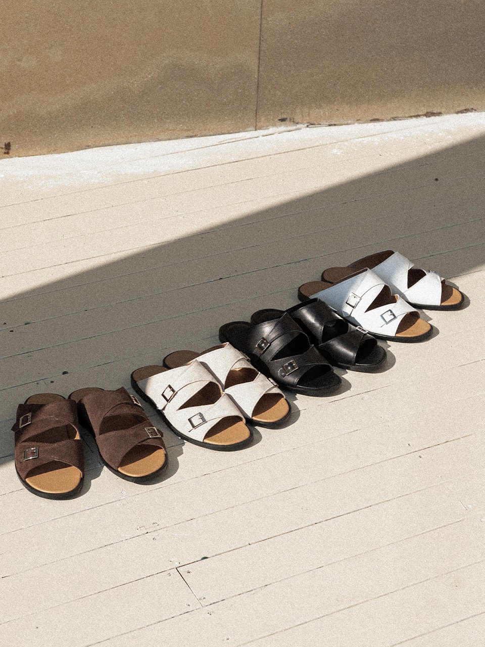 Buckle Slippers #7004  [Ivory suede]