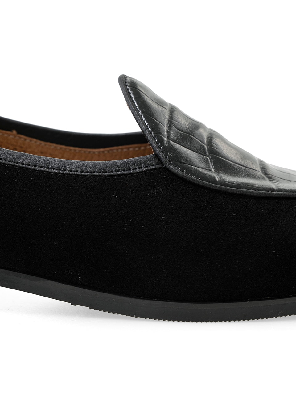 Cimer Belgian Loafers #4400 [Black suede & Crocodile]