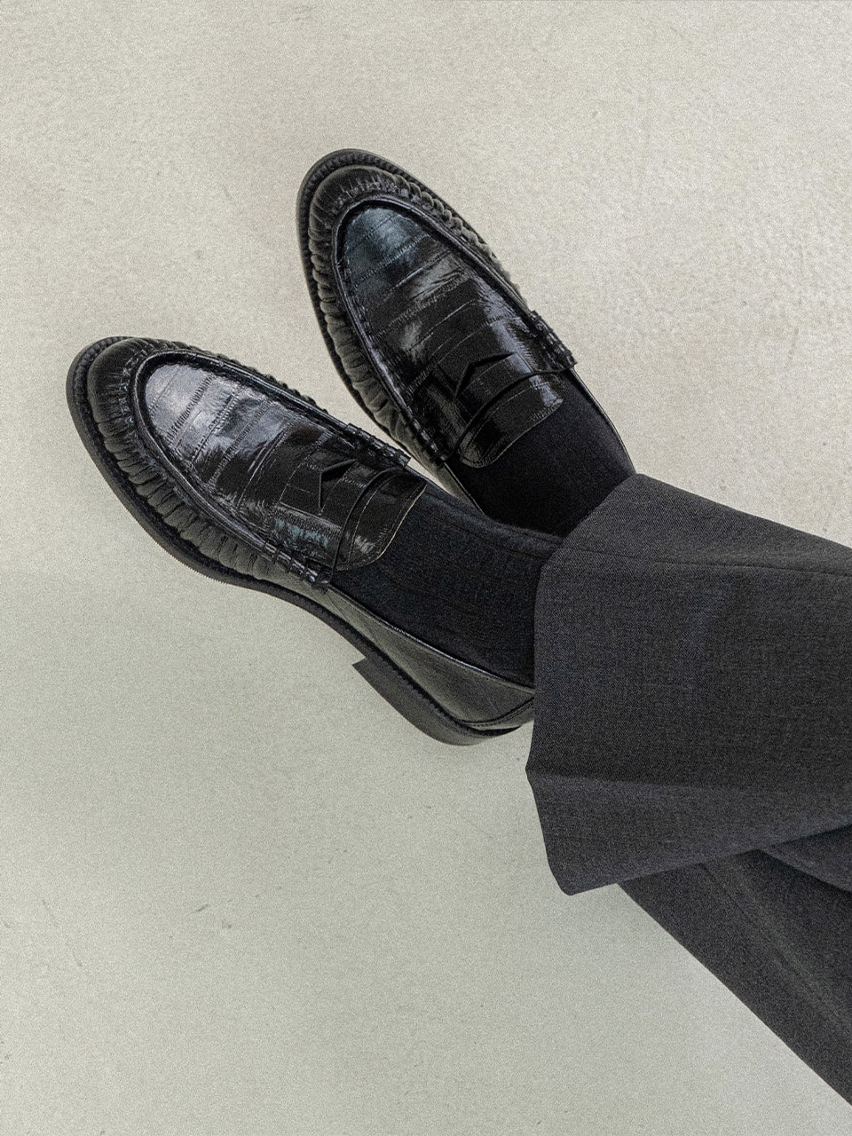 Cimer Shirring Loafers #4411 [Black eel]