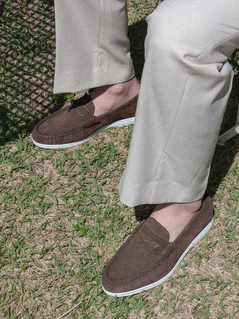 Resort Shirring Loafers #4411W [Dark brown suede]