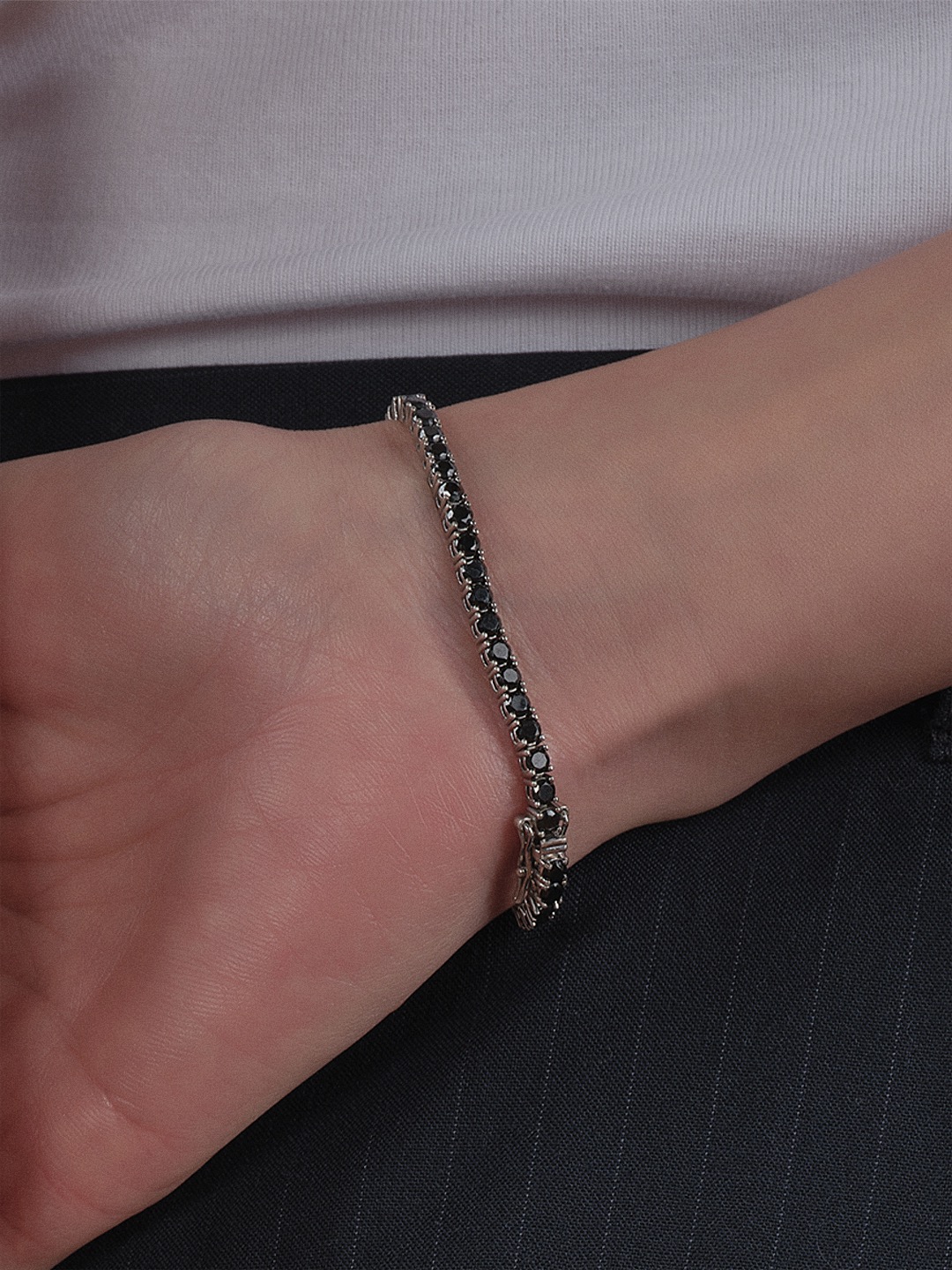 Black zirconia bracelet - 3mm