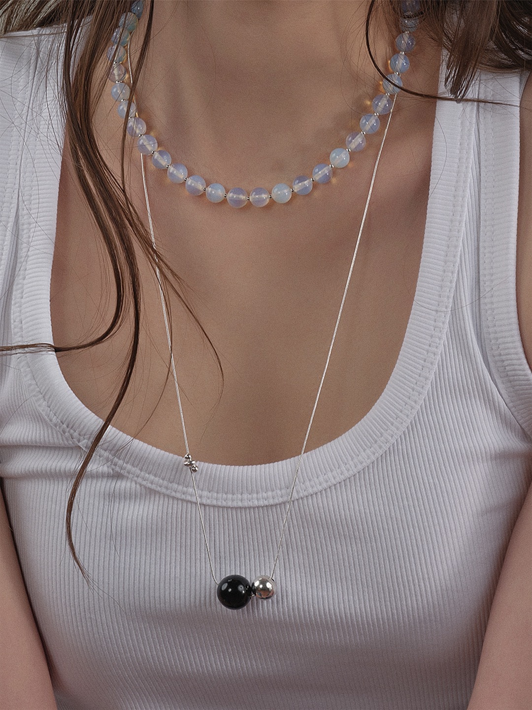 Silk bola necklace - Onyx