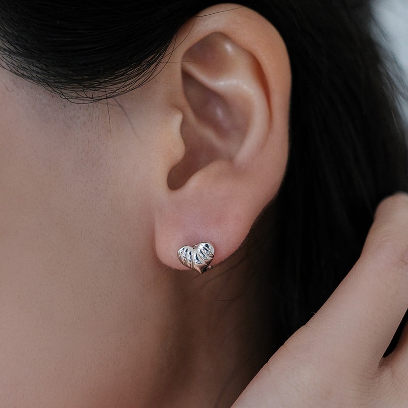 Soft Heart Huggie Earrings