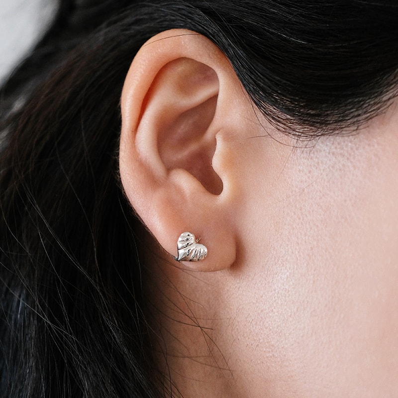 Soft Heart Huggie Earrings