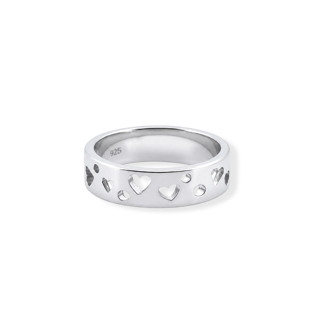 Flat open work heart ring