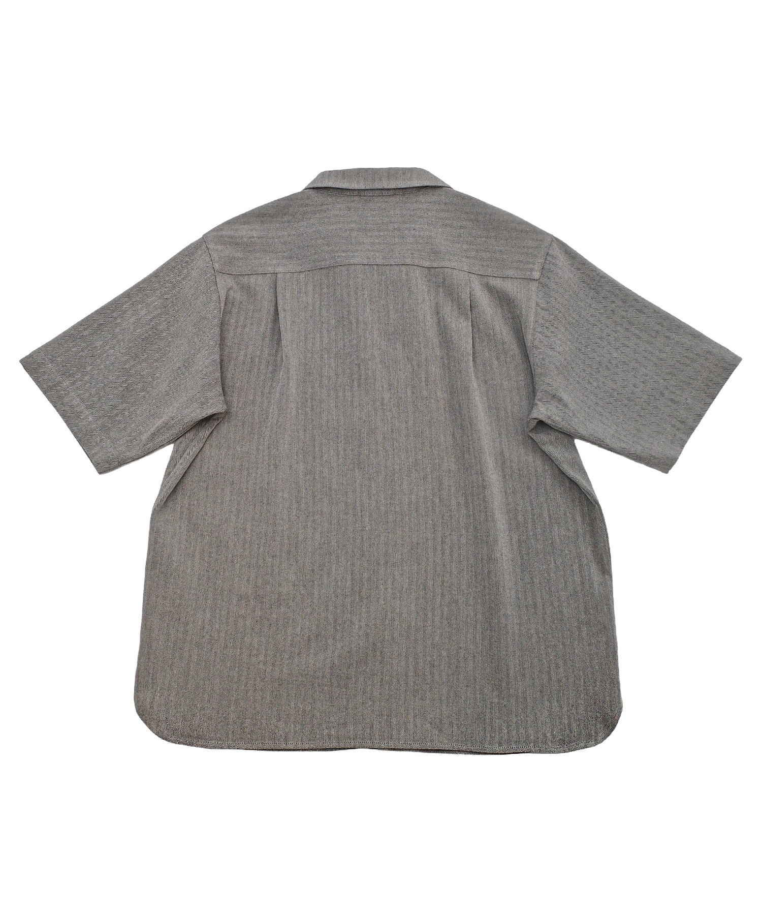 HERRINGBONE LINEN TAILORED 1/2 SHIRT (Black)